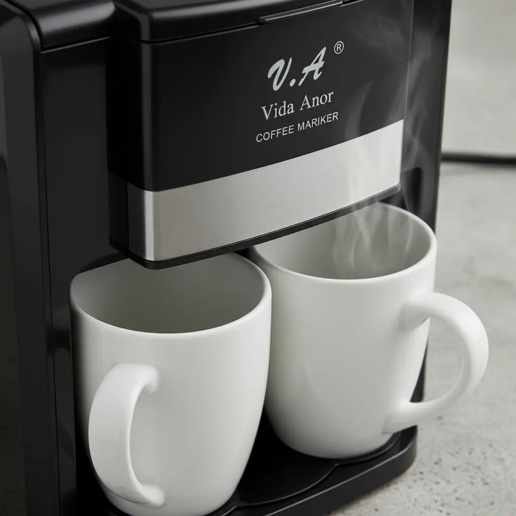 CAFETERA NEGRA CON REGALO DE DOS TAZAS